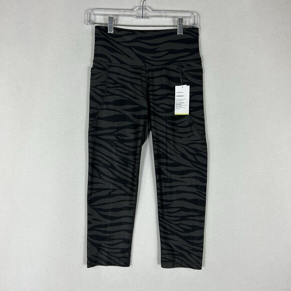 Old Navy NEW Active Powersoft Capri Leggings Women's Medium Gray Zebra Print NWT - Picture 2 of 16